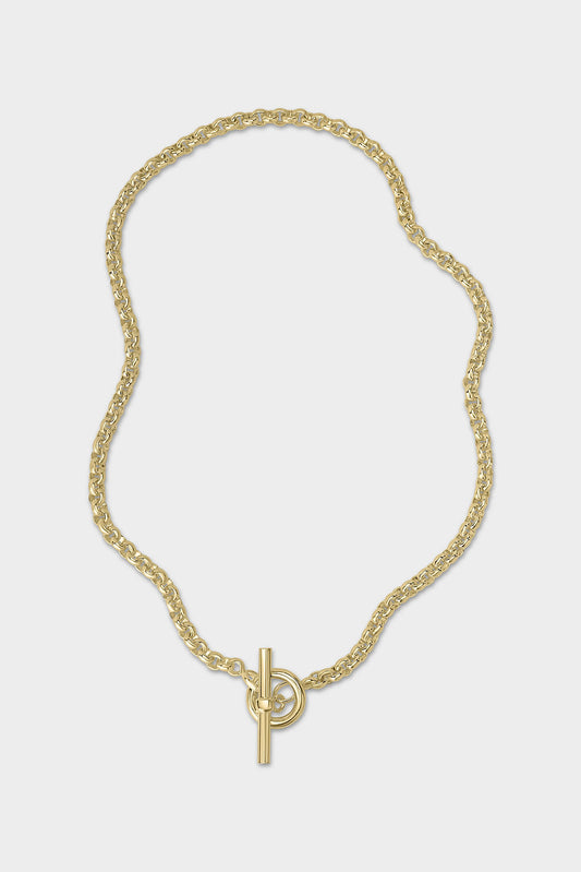 Classic Round Belcher Chain Necklace with T-bar Clasp