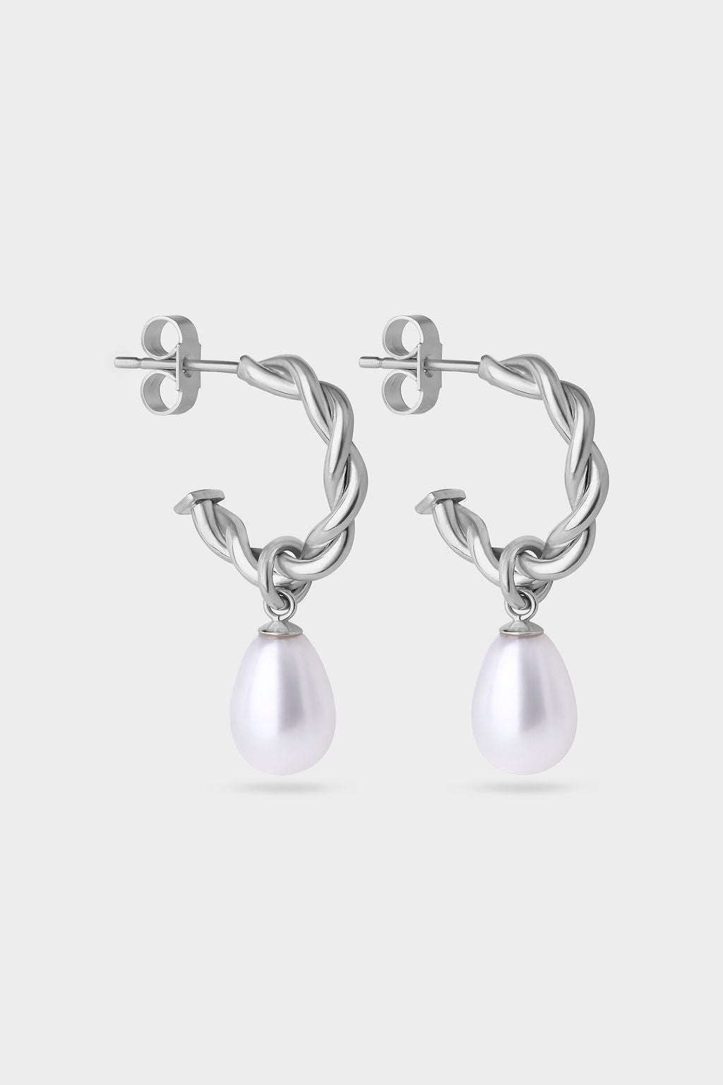 Twisted Charm Huggies with Baroque Pearl Drop