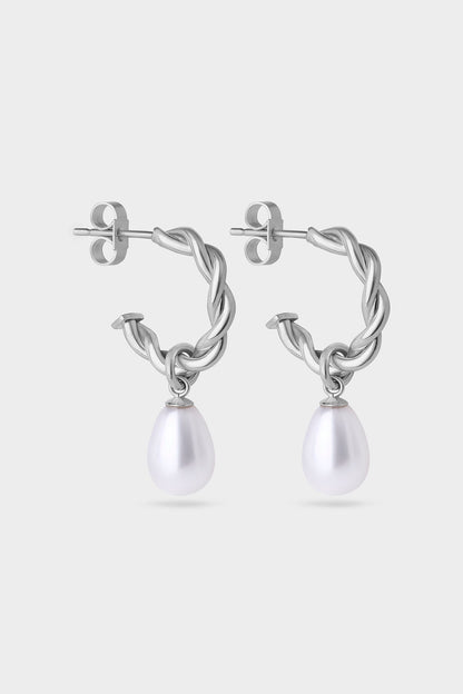 Twisted Charm Huggies with Baroque Pearl Drop