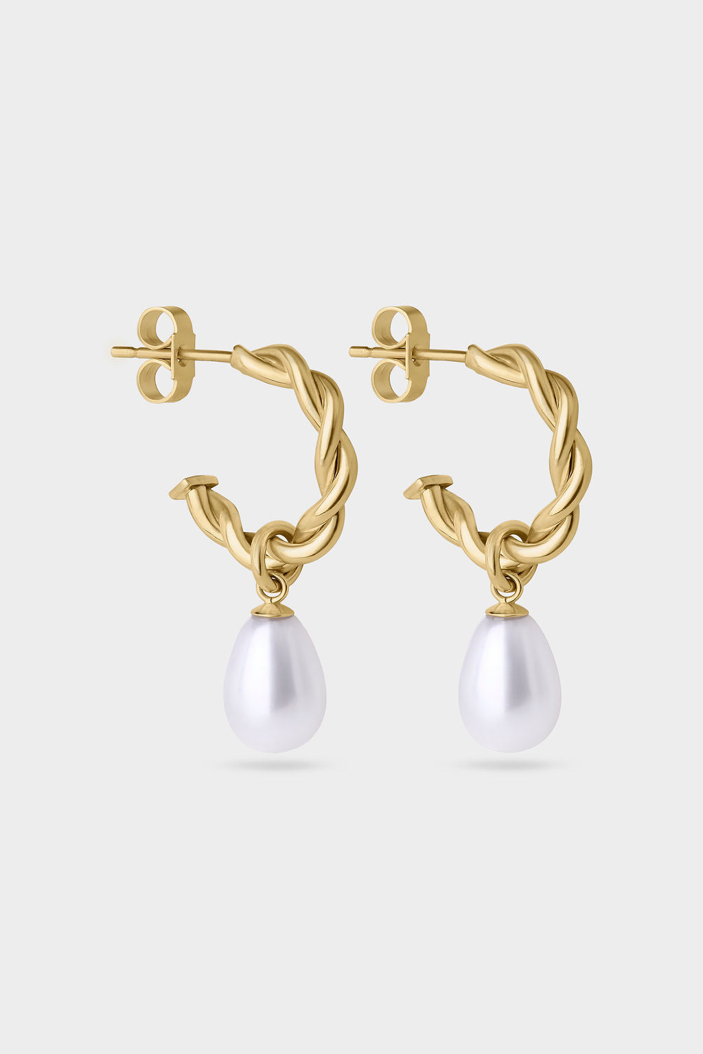 Twisted Charm Huggies with Baroque Pearl Drop