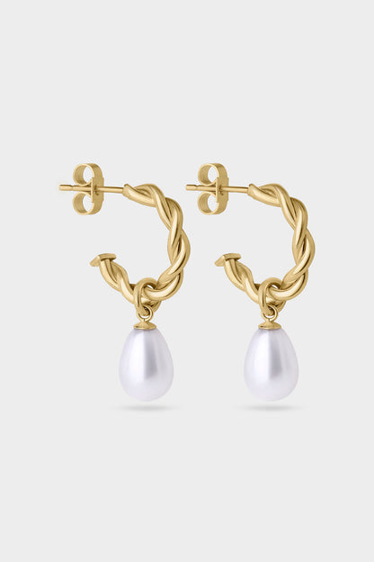 Twisted Charm Huggies with Baroque Pearl Drop