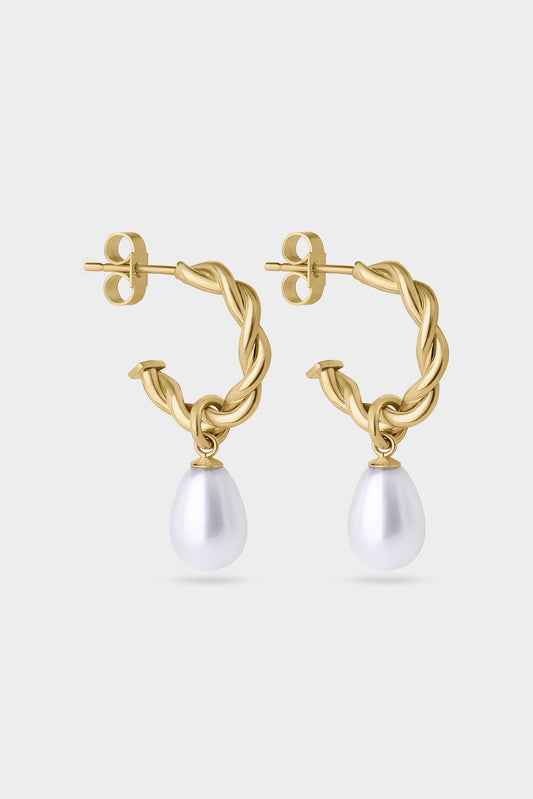 Twisted Charm Huggies with Baroque Pearl Drop